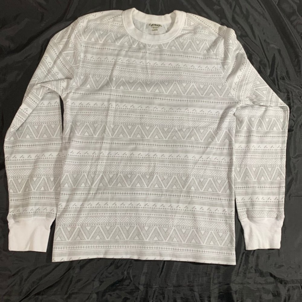 Cool Designed White & Gray Long Sleeve Shirt
